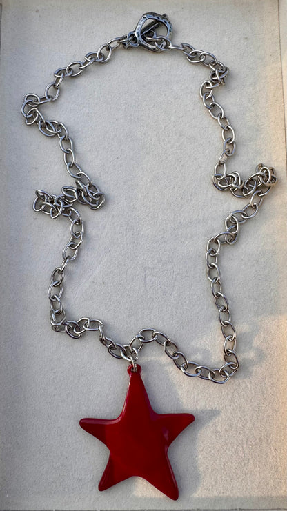 Red Star Pendant Necklace
