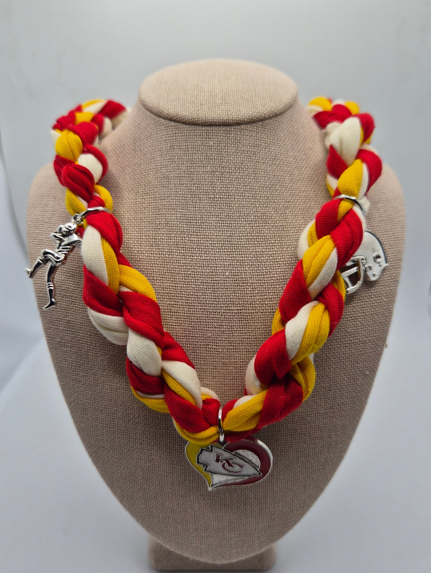 Kansas City Football Fabric Charm Necklace