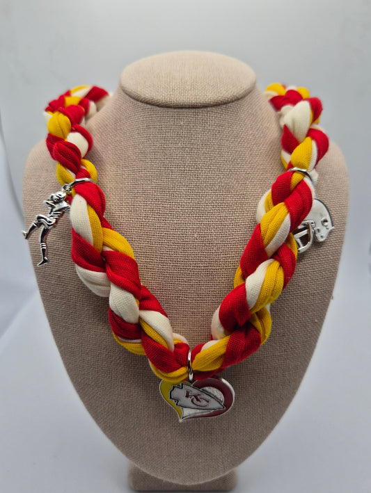Kansas City Football Fabric Charm Necklace