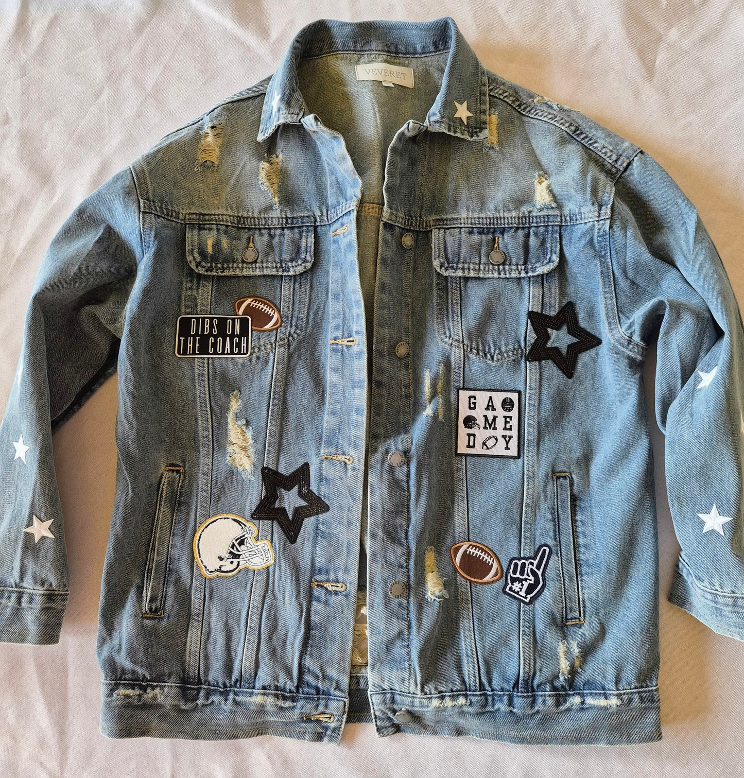 Custom Distressed Patched Denim Jacket